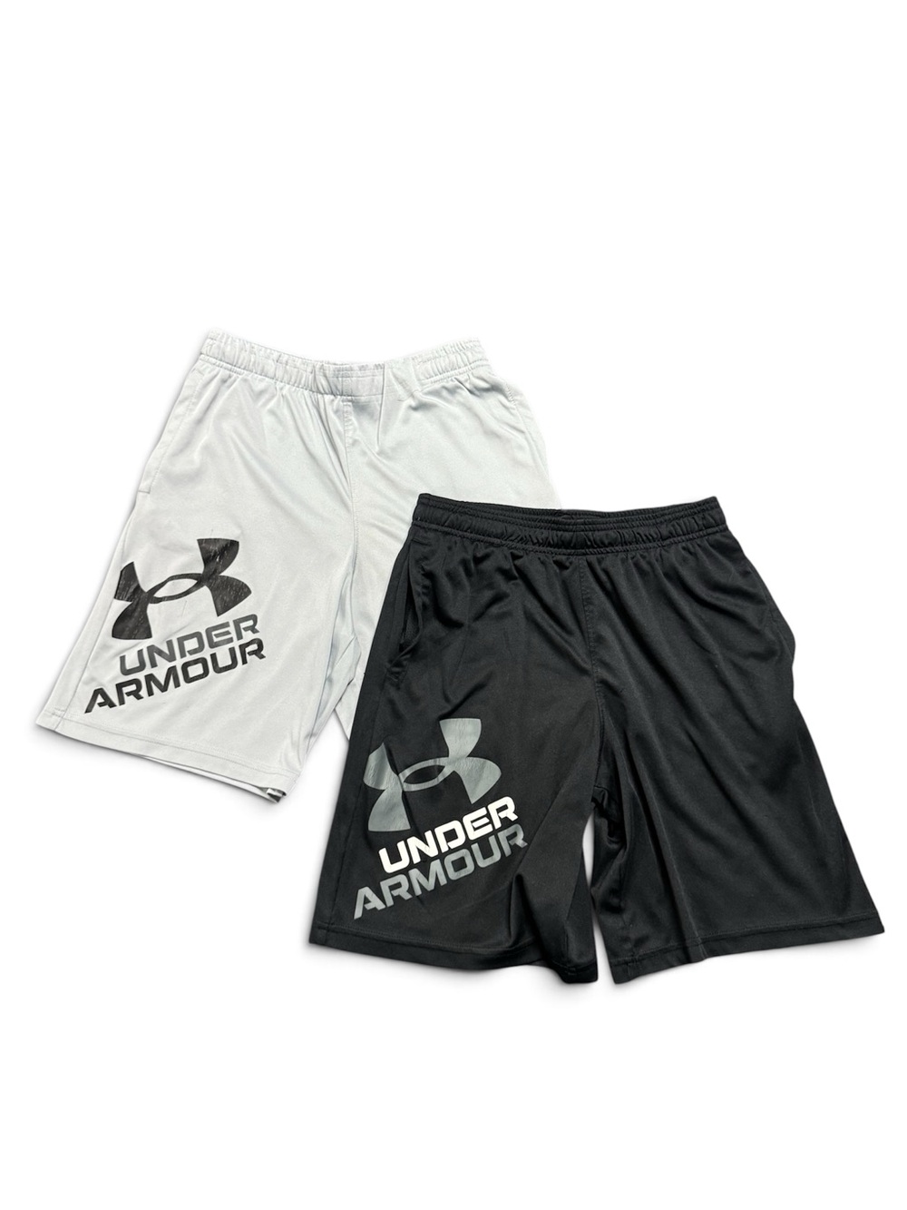 Under Armour Boys Youth XL Athletic Shorts 2 Pack Black Gray Loose Fit